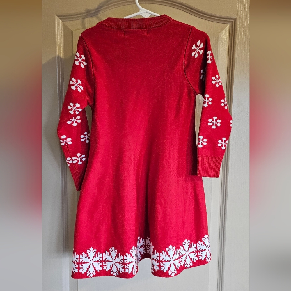 SMILING PINKER Little Girls Red Christmas Dress Reindeer Snowflake 4T-5T Heavy - Picture 5 of 5